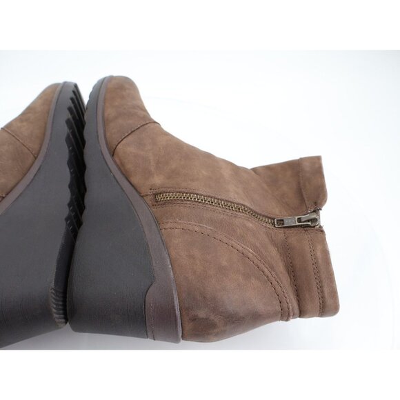 Earth Cardinal Ankle Boot Women's Size 10 Stone Brown Leather Wedge Bootie - Picture 9 of 13